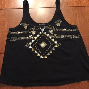 Express Sequin Aztec Tank Top